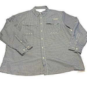 Realtree Fishing Vented Short Sleeve Button Down Shirt Mens 2XL Blue Gingham
